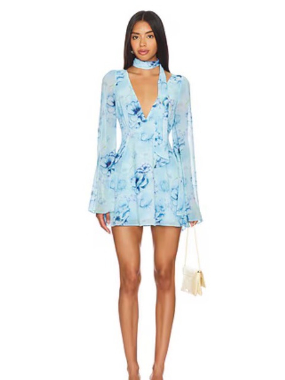 Danielle Guizio Ambrosia Angel Blue Mini Wrap Dress